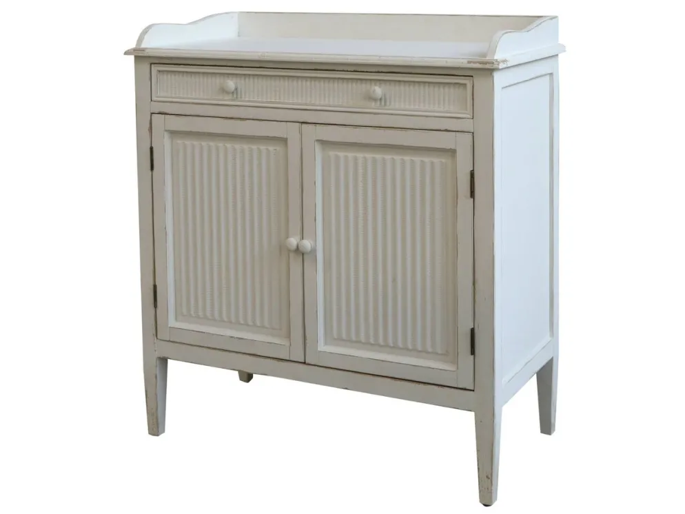 Chic Antique Schrank mit Rillen 2 Türen und 1 Schublade