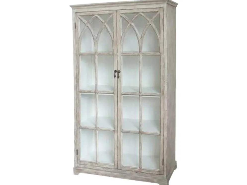 Chic Antique Shabby Chic Vitrine mit Kreuztüren