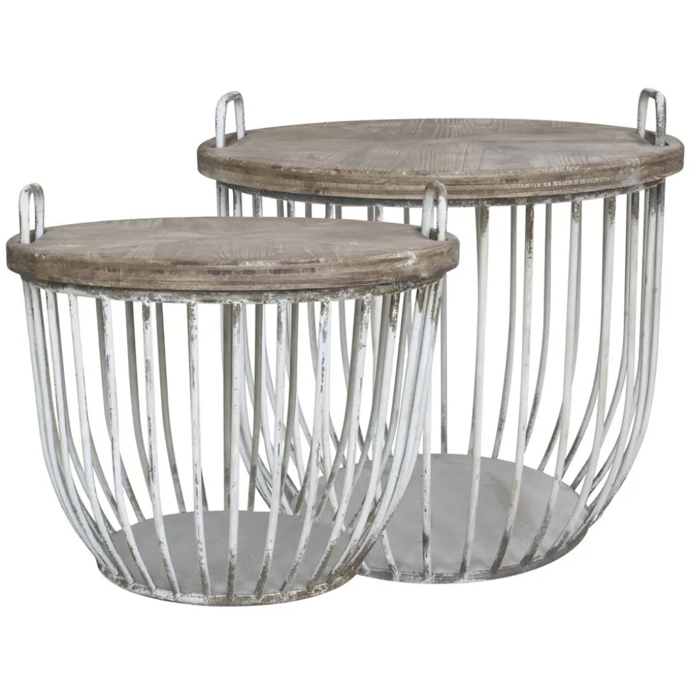Chic Antique Shabby Sofatisch mit Holzdeckel 2er Set