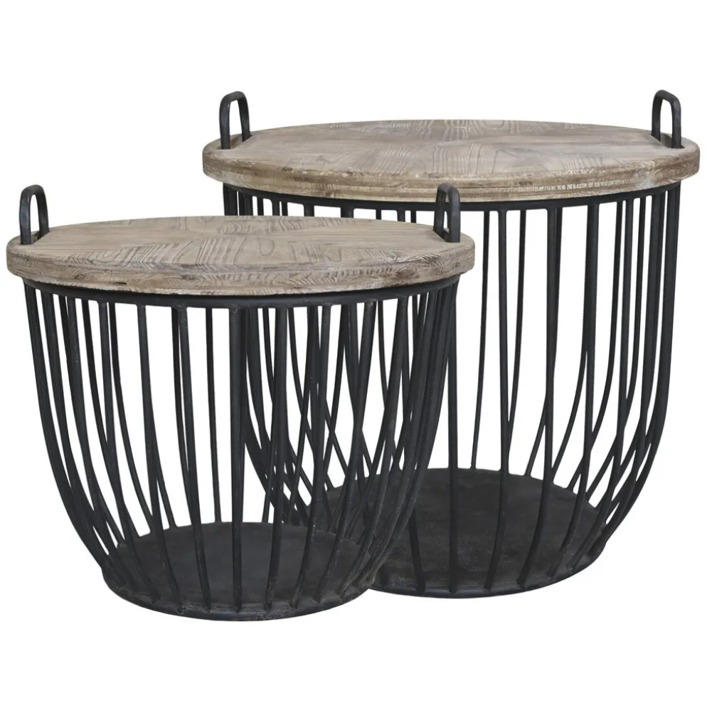 Chic Antique Shabby Sofatisch mit Holzdeckel 2er Set