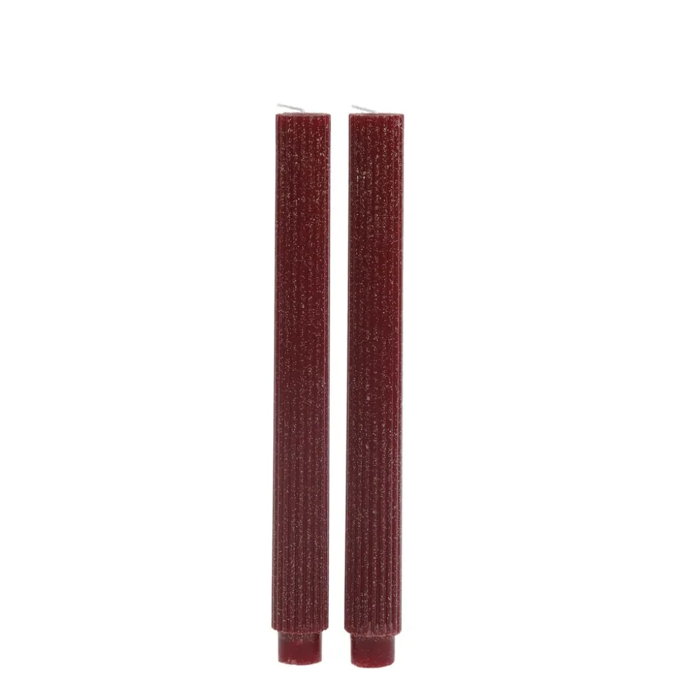 Chic Antique Stabkerze mit Rillen und Glitzer 2er-Set