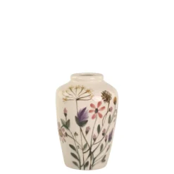 Chic Antique Steingut Vase mit Blumenmotiv