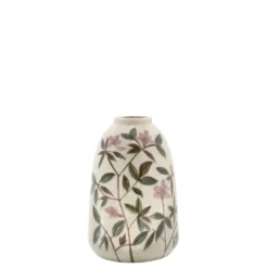 Chic Antique Steingut Vase mit Blumenmotiv 2