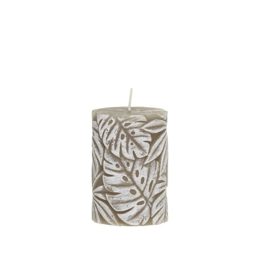Chic Antique Stumpenkerze Macon mit Blattmuster