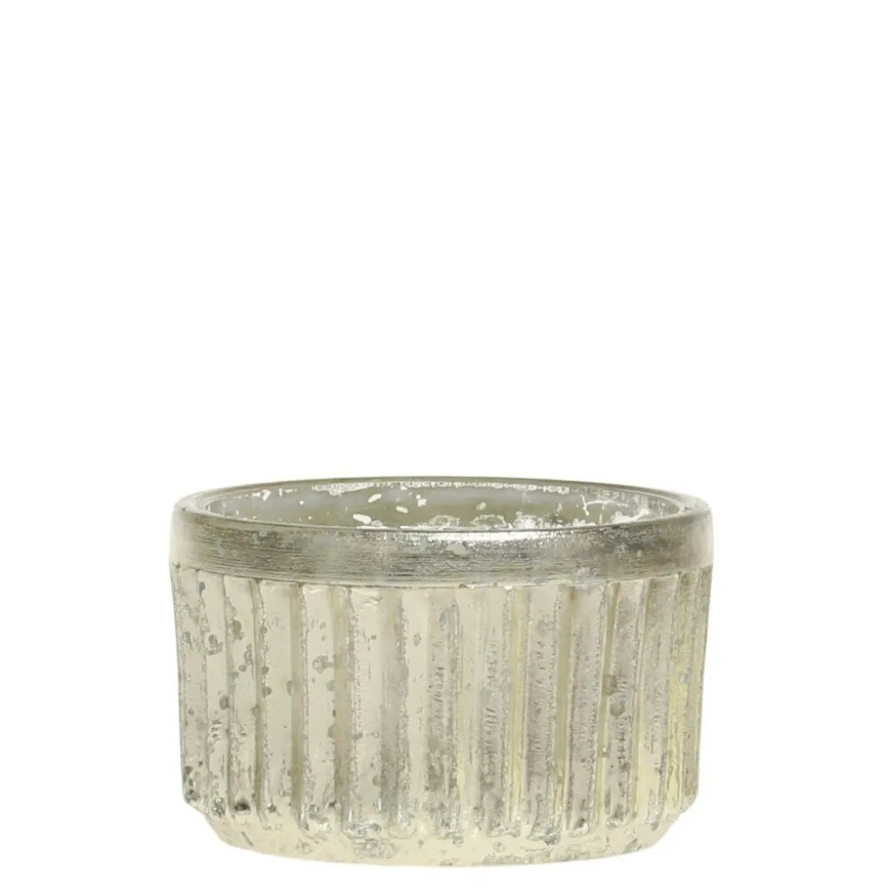 Chic Antique Teelichthalter mit Rillen in Silber