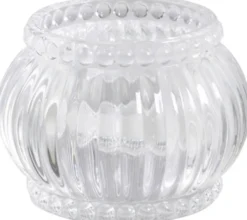Chic Antique Teelichthalter mit Nuten und Perlenkante