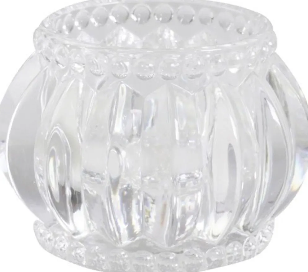 Chic Antique Teelichthalter mit Nuten und Perlenkante