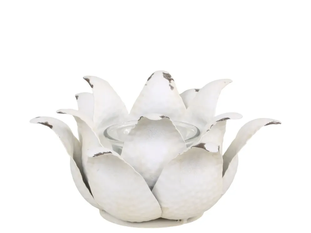 Chic Antique Teelichthalter Blume aus Eisen
