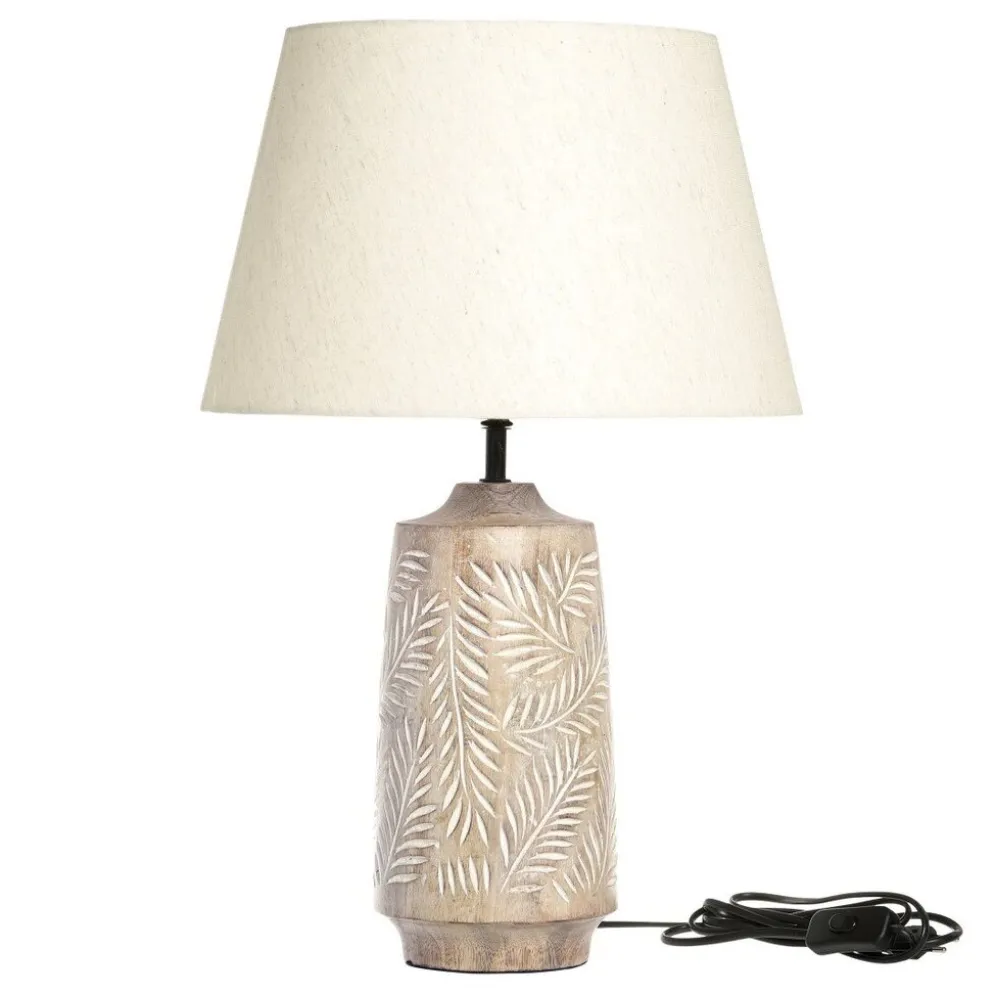 Chic Antique Tischlampe mit Holzfuss und Lampenschirm