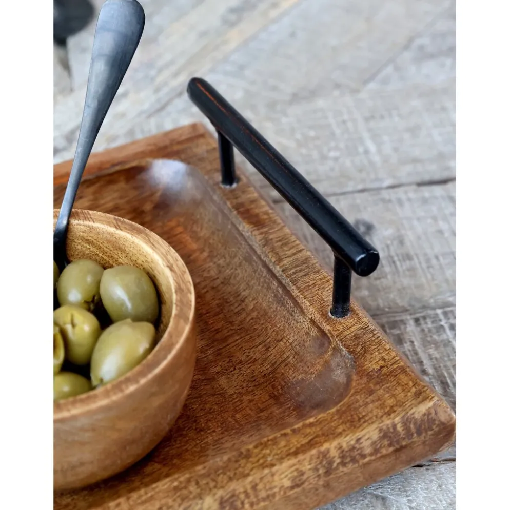 Chic Antique Tours Servier Tablett in Holz mit Henkel