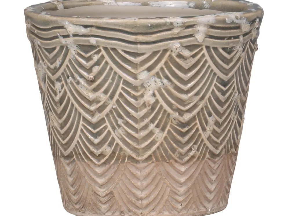 Chic Antique Valence Übertopf mit Blattmuster