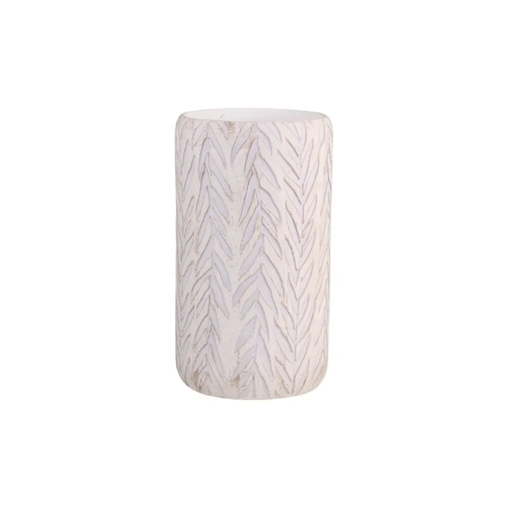 Chic Antique Vase aus Zement mit Blattmuster
