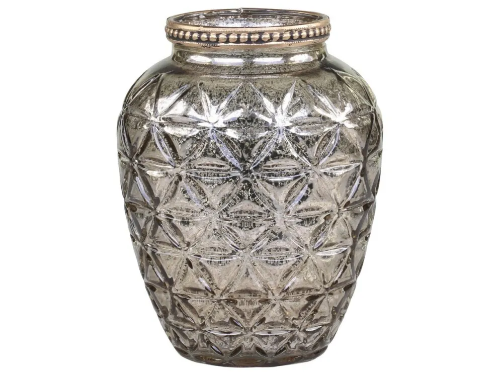 Chic Antique Vase mit Perlenkante und Schliff