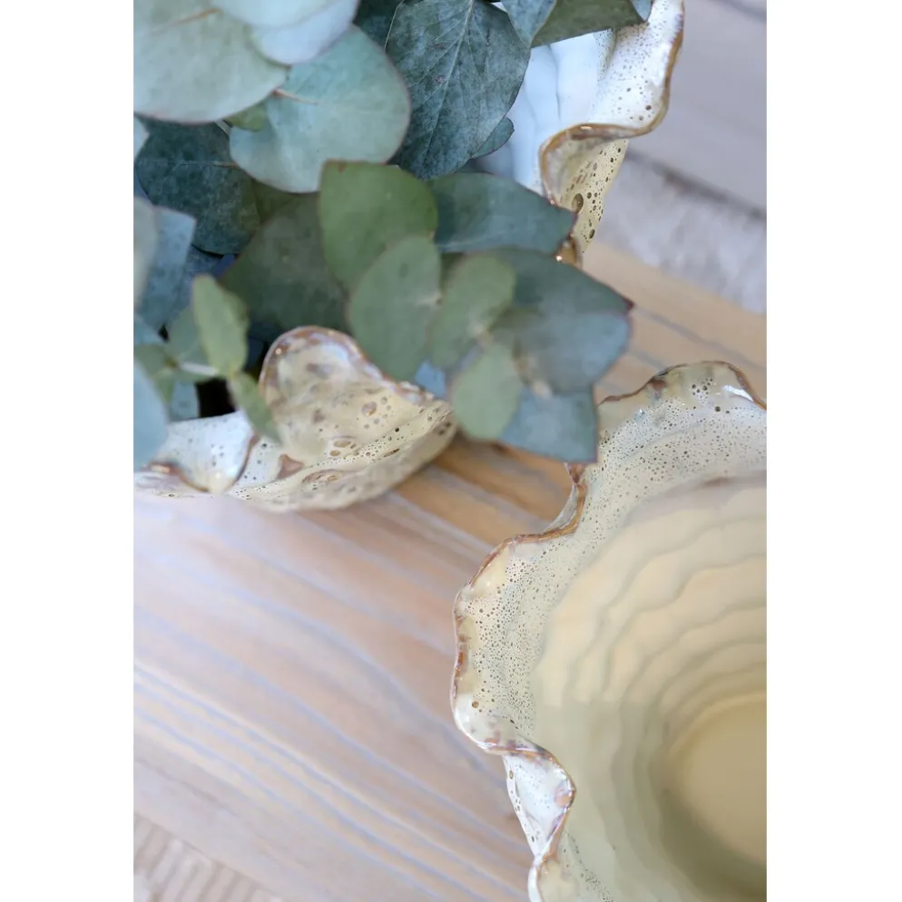 Chic Antique Vase mit Rillen aus Steingut