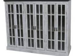 Chic Antique Vitrine mit 6 Türen und schwarzem Top