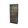 Chic Antique Vitrinenschrank mit Glastüren und 4 länglichen Schubladen