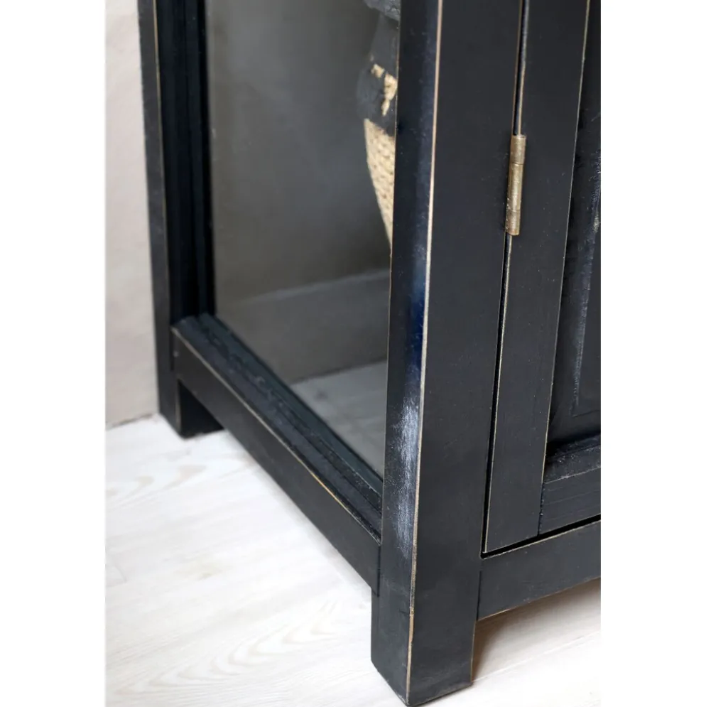 Chic Antique Vitrinenschrank mit Glastüren und Regalböden