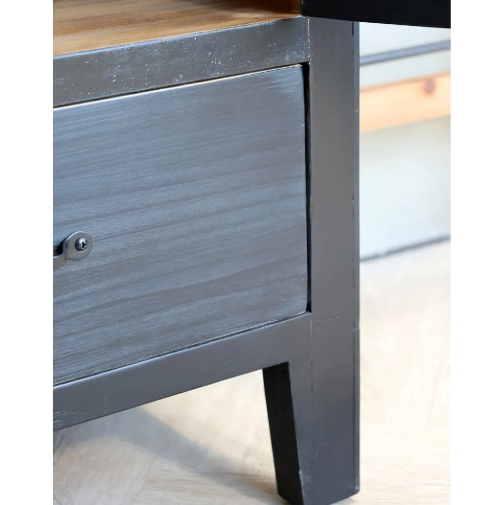 Chic Antique Vitrinenschrank mit Glastüren und Regalböden aus Holz