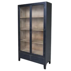 Chic Antique Vitrinenschrank mit Glastüren und Regalböden aus Holz