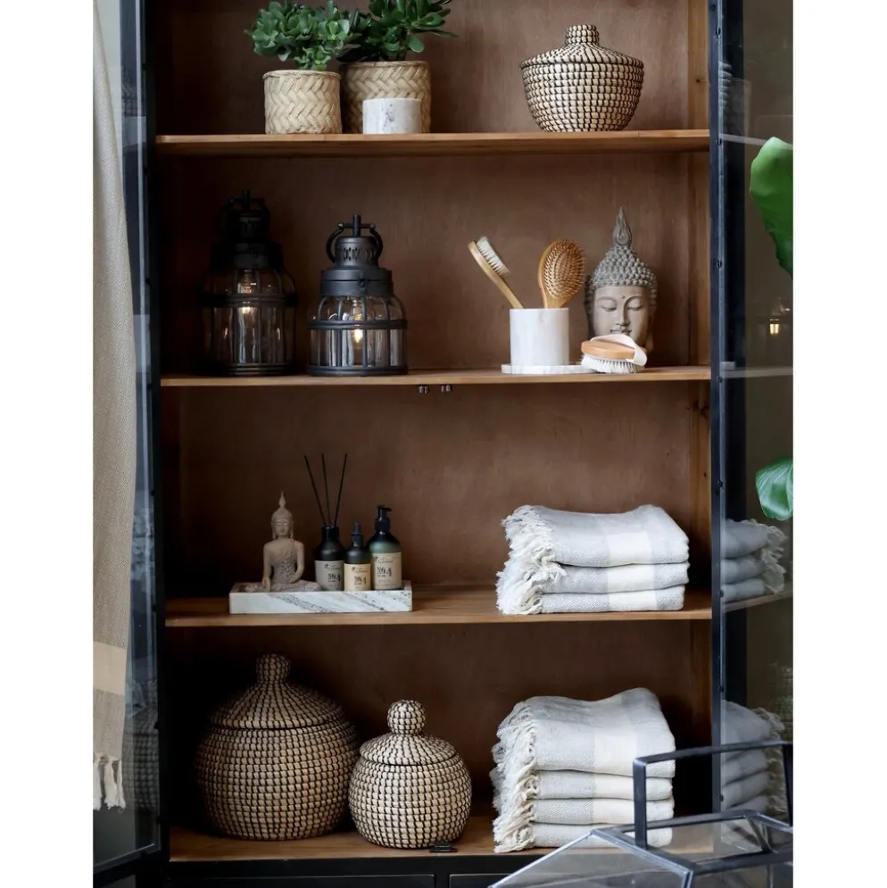 Chic Antique Vitrinenschrank mit Glastüren und Regalböden aus Holz