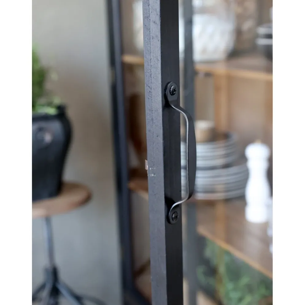 Chic Antique Vitrinenschrank mit Glastüren und Regalböden aus Holz