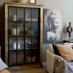 Chic Antique Vitrinenschrank Paris – Landhausstil mit Schiebetüren