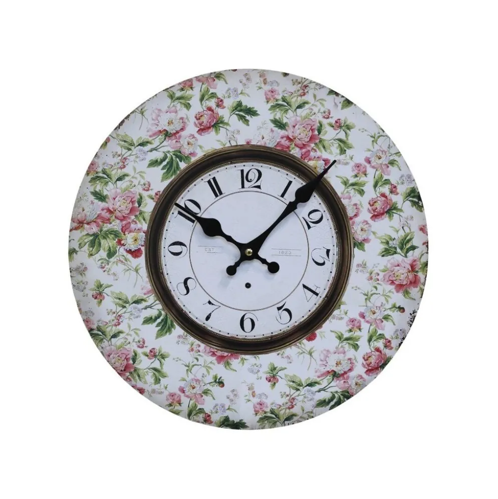 Chic Antique Wanduhr Flower Power