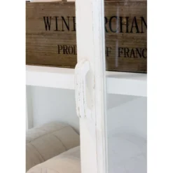 Chic Antique Weißer Vitrinenschrank mit Glastüren und Regalböden