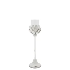 Chic Antique Weißes Vintage Windlicht auf Fuß