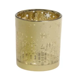 Chic Antique Weihnachtlicher Goldener Teelichthalter mit Muster