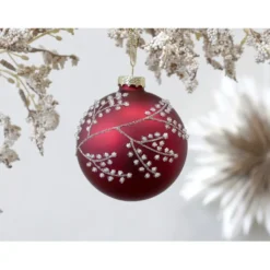 Chic Antique Weihnachtskugel mit Glitzer, rot