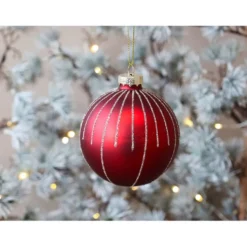 Chic Antique Weihnachtskugel mit Glitzer, rot