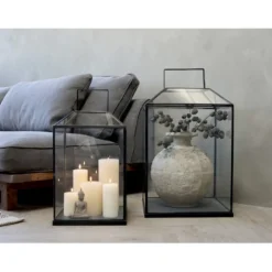Chic Antique XL Laterne aus Glas und Eisen