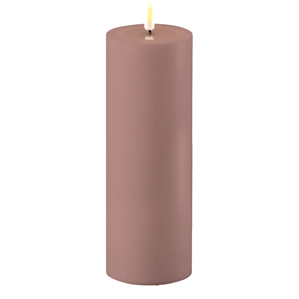 Deluxe Homeart LED Real Flame Outdoor Stumpenkerze staubig rot