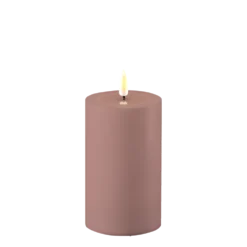 Deluxe Homeart LED Real Flame Outdoor Stumpenkerze staubig rot