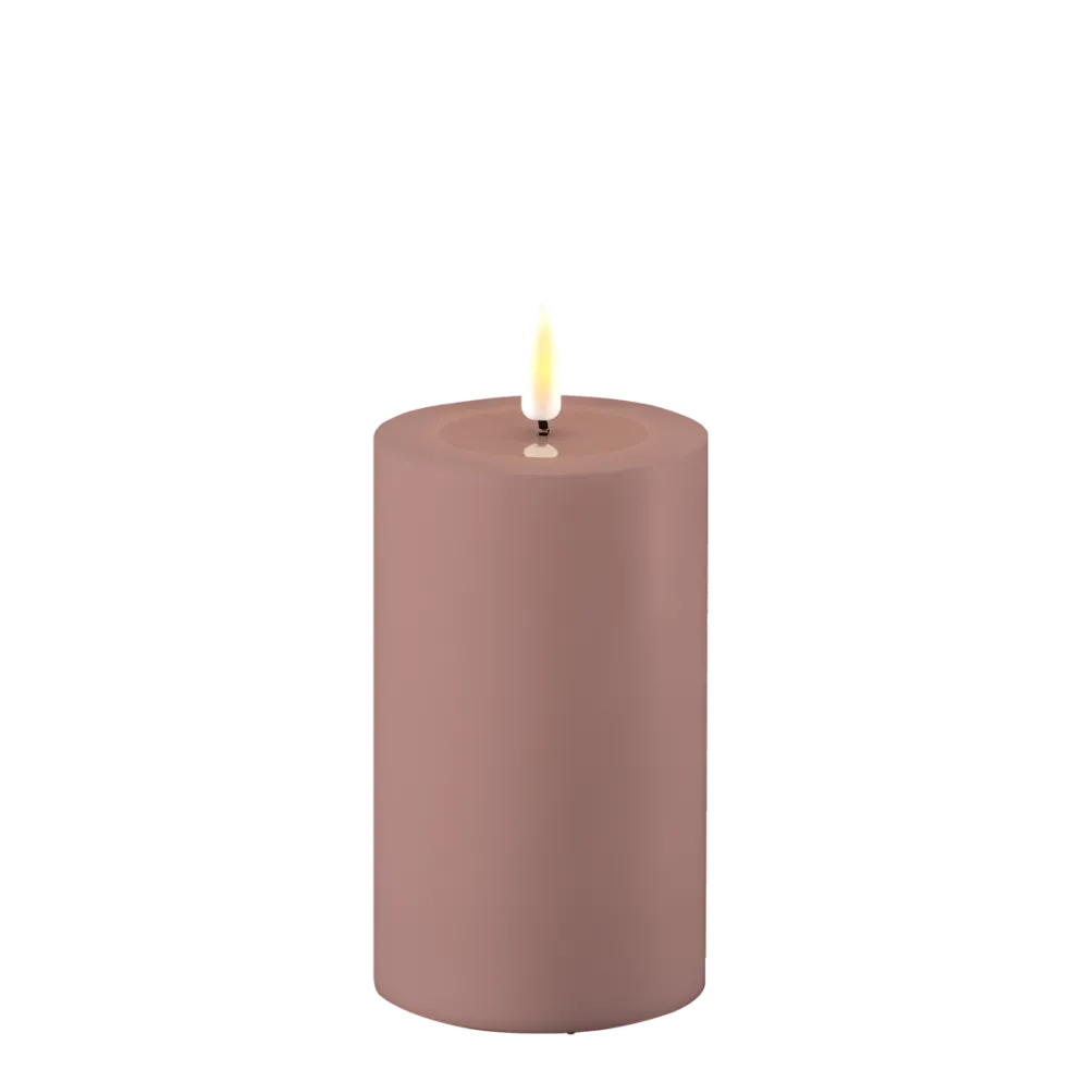 Deluxe Homeart LED Real Flame Outdoor Stumpenkerze staubig rot