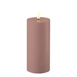 Deluxe Homeart LED Real Flame Outdoor Stumpenkerze staubig rot