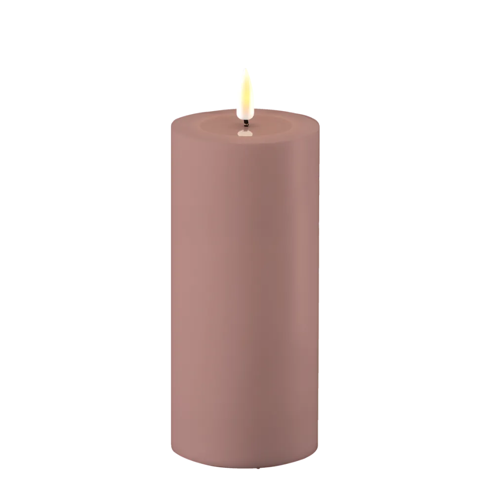 Deluxe Homeart LED Real Flame Outdoor Stumpenkerze staubig rot