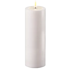 Deluxe Homeart LED Real Flame Outdoor Stumpenkerze weiß