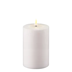 Deluxe Homeart LED Real Flame Outdoor Stumpenkerze weiß