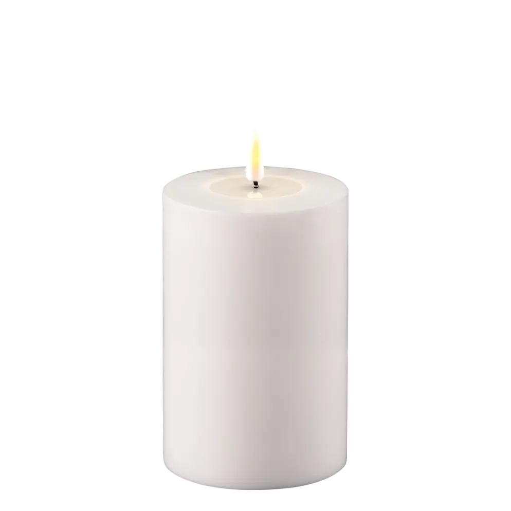Deluxe Homeart LED Real Flame Outdoor Stumpenkerze weiß