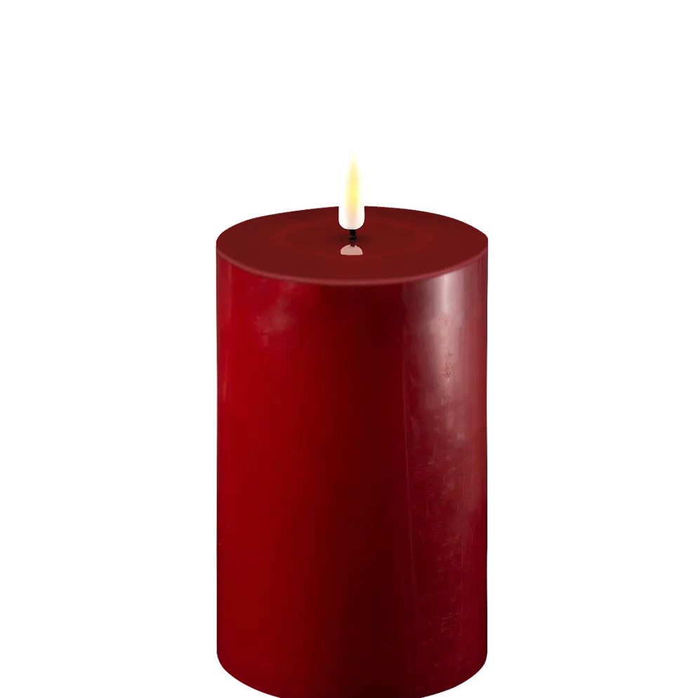 Deluxe Homeart LED Stumpenkerze Real Flame bordeaux