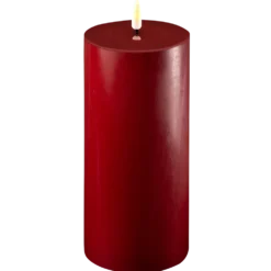 Deluxe Homeart LED Stumpenkerze Real Flame bordeaux