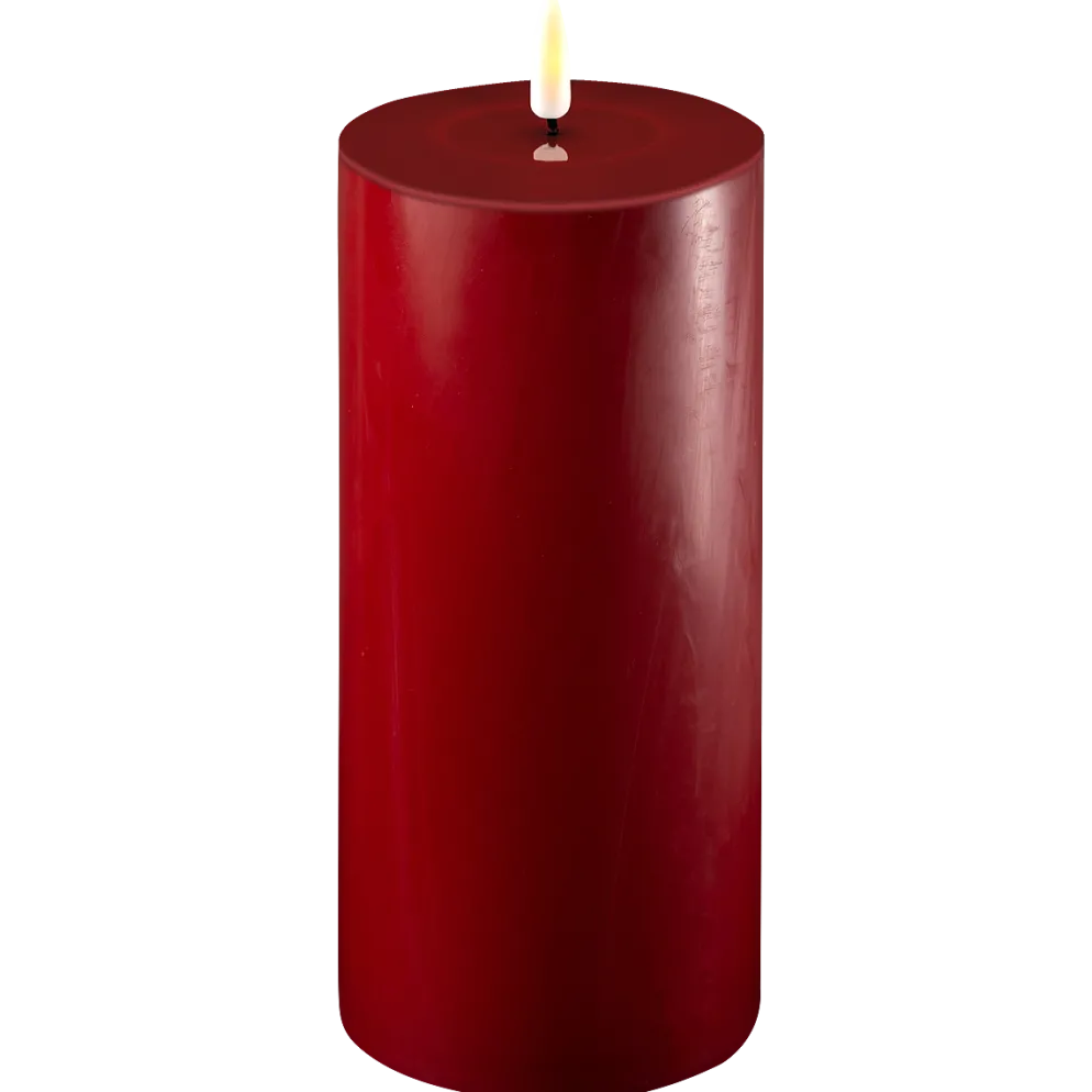 Deluxe Homeart LED Stumpenkerze Real Flame bordeaux