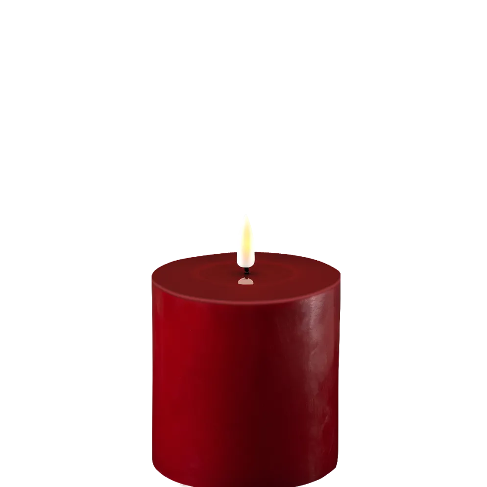 Deluxe Homeart LED Stumpenkerze Real Flame bordeaux