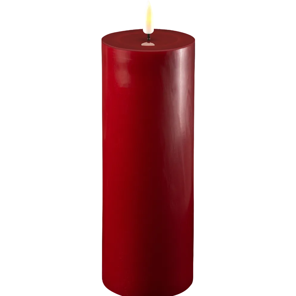Deluxe Homeart LED Stumpenkerze Real Flame bordeaux