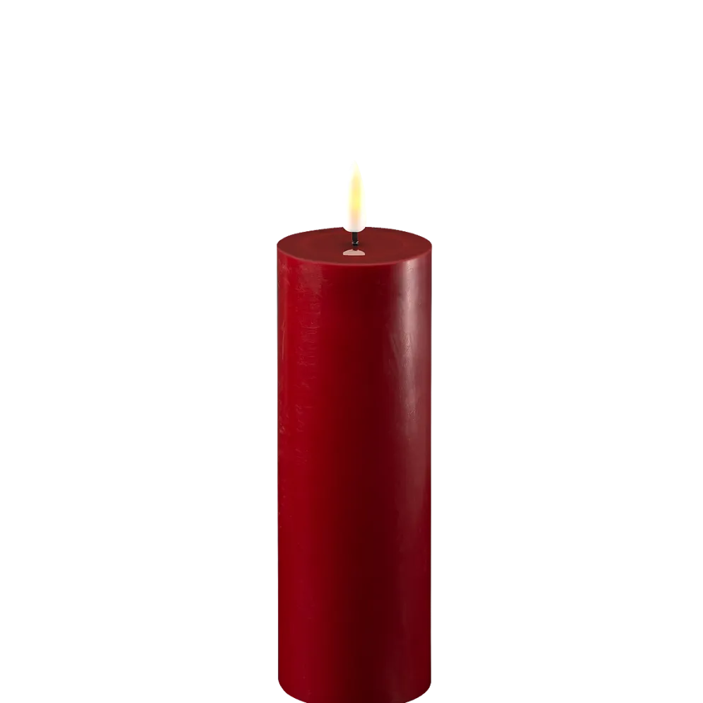 Deluxe Homeart LED Stumpenkerze Real Flame bordeaux