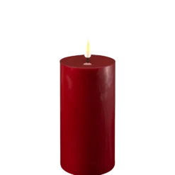 Deluxe Homeart LED Stumpenkerze Real Flame bordeaux