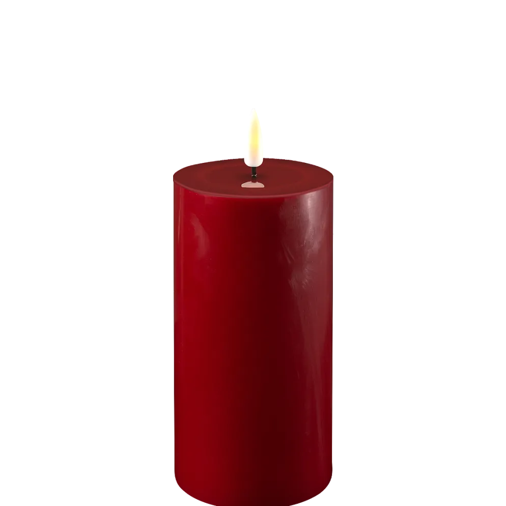 Deluxe Homeart LED Stumpenkerze Real Flame bordeaux
