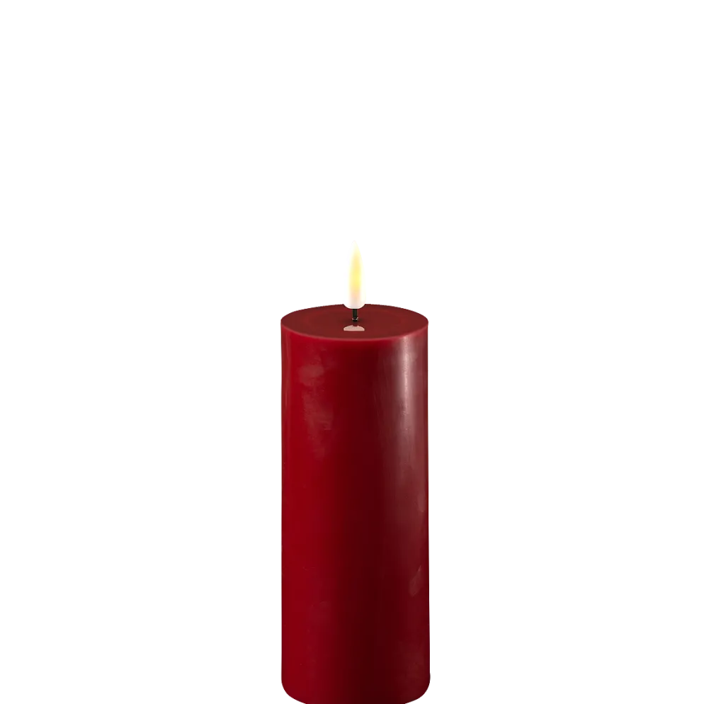 Deluxe Homeart LED Stumpenkerze Real Flame bordeaux